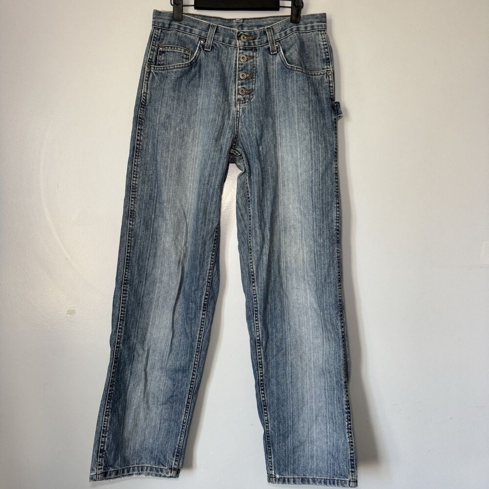 Vintage Women's Riveted by Lee Light Wash Button Up Relaxed Fit Jeans Sz 8